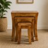 Solid Wood Curved Legs Nesting Tables