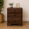 Walnut Three Drawer Nightstand