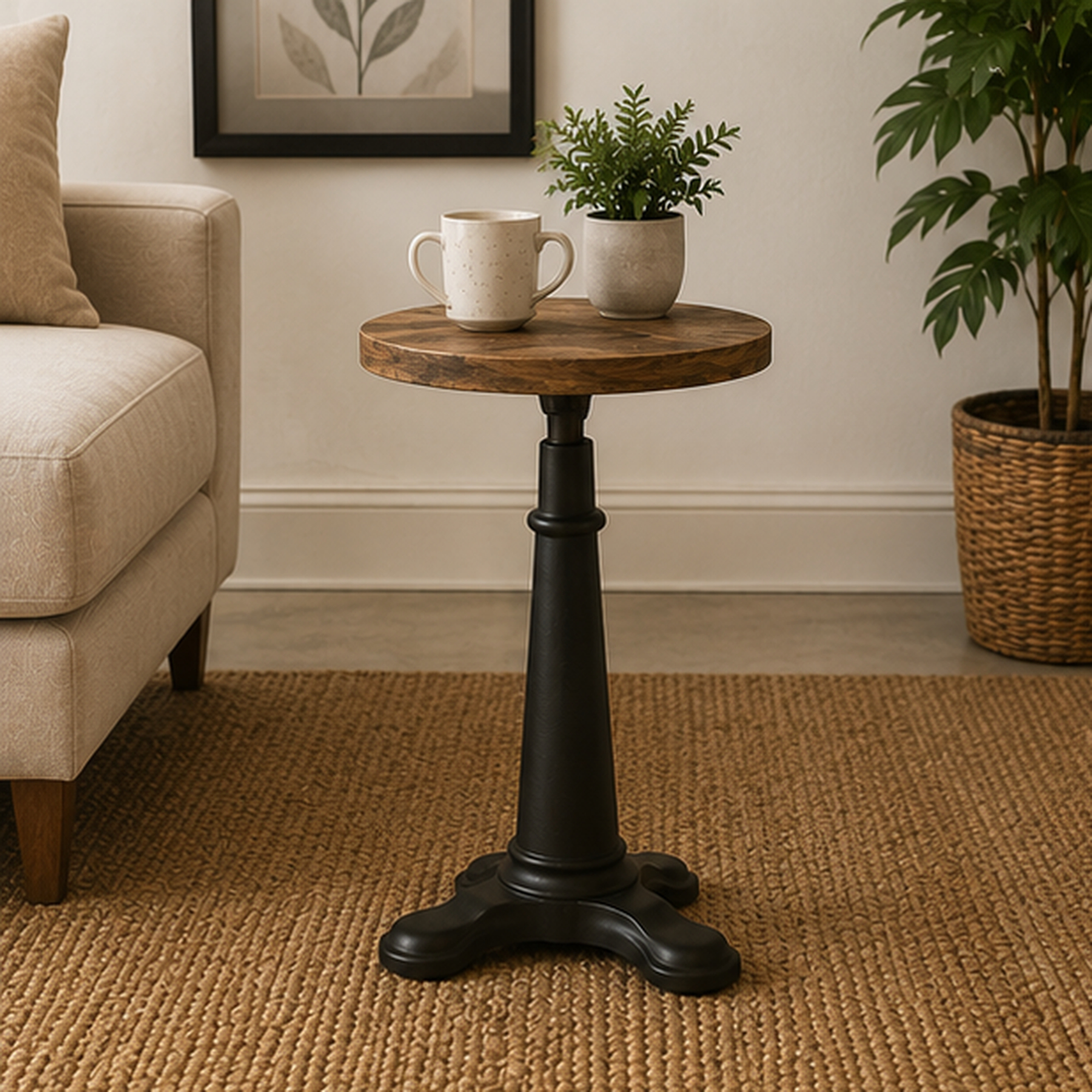 Vintage Round Pedestal Side Table