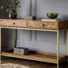 Brass Frame Console Table